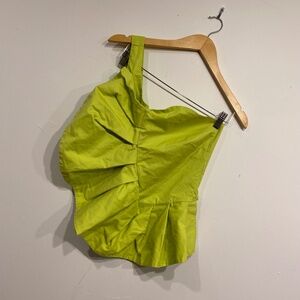 WYMANN Green One Shoulder Ruffle Glam Tank Top Size 1 or Small